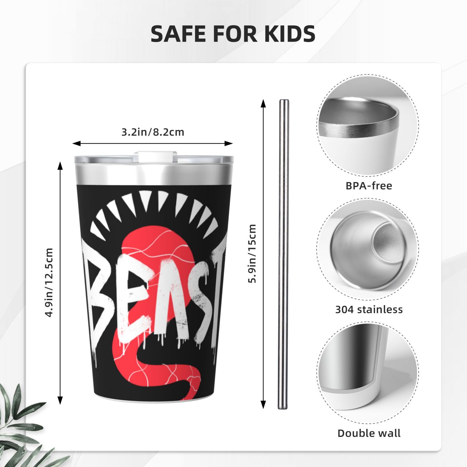 12OZ Thermos With Conical Straw
